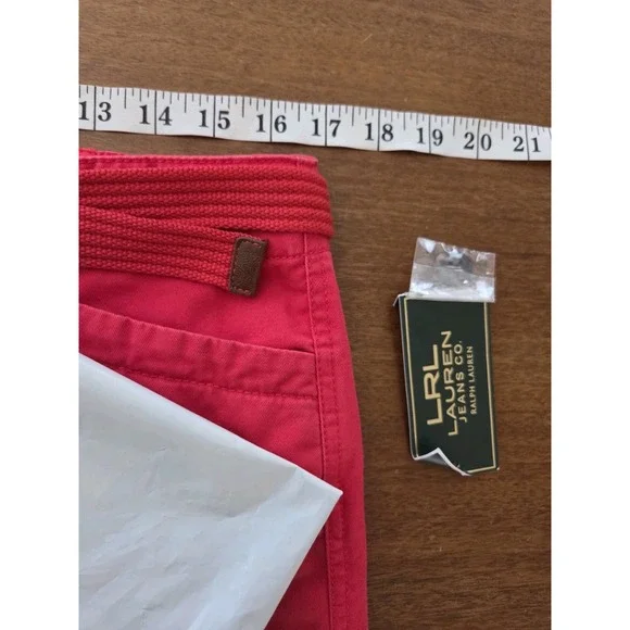 Lauren Ralph Lauren Capri Pants Women's 10 Nautical Red Beachy Cropped Classic - Picture 5 of 9